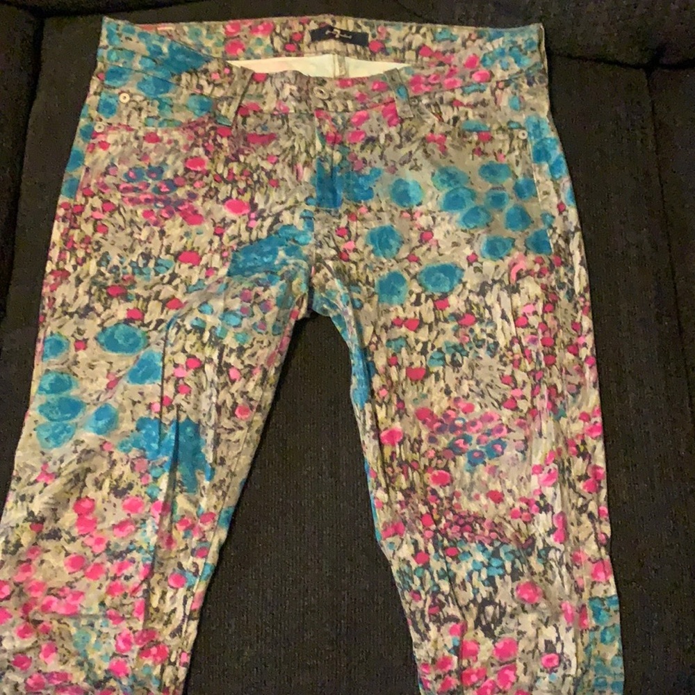 7 for all man kind floral denim skinny’s size 29